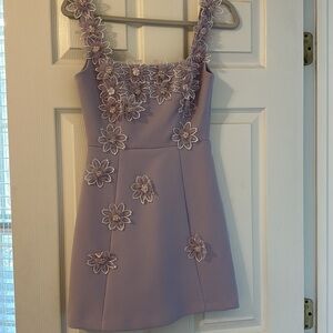 Elliatt Bruges 3D Floral Mini Dress in Purple